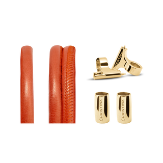 Christina Classic Lædersæt Til Ur - Coral m. 16 mm Forgyldt T-Bars 604-16Gcoral