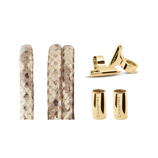 Christina Classic Lædersæt Til Ur - Gold Snake m. 16 mm Forgyldt T-Bars 604-16Ggoldsnake