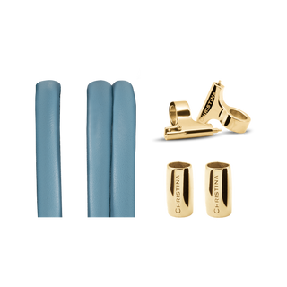 Christina Classic Lædersæt til ur Lyseblå m. 16 mm Forgyldt T-Bars 604-16GLightblue