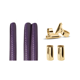 Christina Classic Lædersæt Til Ur - Lilla m. 16 mm Forgyldt T-Bars 604-16Gpurple