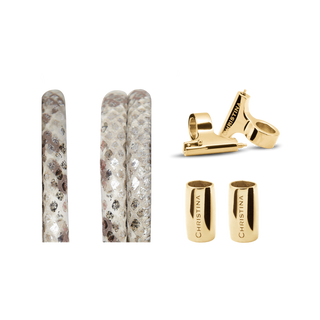 Christina Classic Lædersæt Til Ur - Snake m. 16 mm Forgyldt T-Bars 604-16Gsnake