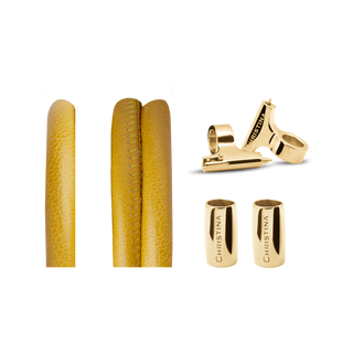 Christina Classic Lædersæt Til Ur - Gul m. 16 mm Forgyldt T-Bars 604-16Gyellow