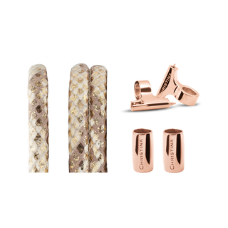 Christina Classic Lædersæt Til Ur - Gold Snake m. 16 mm Stål T-Bars 604-16Rgoldsnake