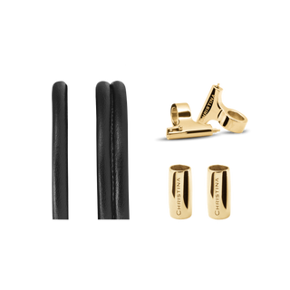 Christina Slim Lædersæt Til Ur - Sort Slim Watch Cord Set - Forgyldt Sterling Sølv 604-4-16Gblack