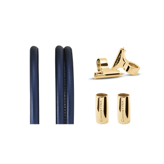 Christina Slim Lædersæt Til Ur - Blå Slim Watch Cord Set - Forgyldt Sterling Sølv 604-4-16Gblue