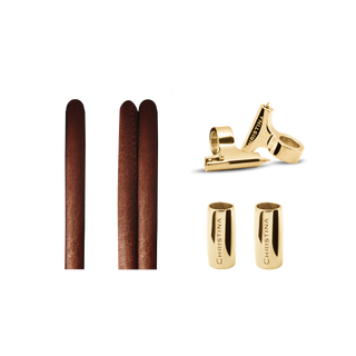 Christina Slim Lædersæt til ur Cognac - Forgyldt T-bars 604-4-16GCognac