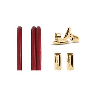 Christina Slim Lædersæt Til Ur - Rød Slim Watch Cord Set - Forgyldt Sterling Sølv 604-4-16Gred