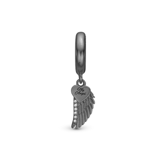 Christina My Angel Hænger Charm 6 mm Til Armbånd - Blankpoleret Rutheniumbelagt m. 9 Hvide Cubic Zirkonia 610-B109
