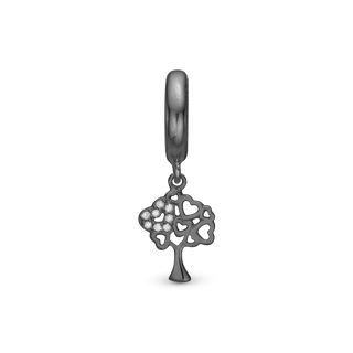 Christina Tree of Hearts Hænger Charm 6 mm Til Armbånd - Blankpoleret Rutheniumbelagt m. 8 Hvide Cubic Zirkonia 610-B119