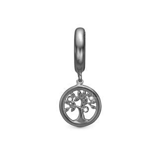 Christina Tree of Life Hænger Charm 6 mm Til Armbånd - Blankpoleret Rutheniumbelagt m. 3 Cubic Zirkonia 610-B78
