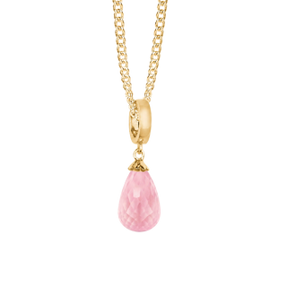 Christina Halskæde m Rosa Quartz drop  forgyldt Spring22-Rose-G