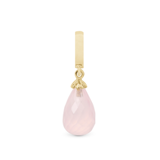 Christina Rose Quatz drop Hænger Charm 6 mm Til Armbånd - Blankpoleret Forgyldt Sterling Sølv m. 1 Rosa Kvarts 610-G01Rose