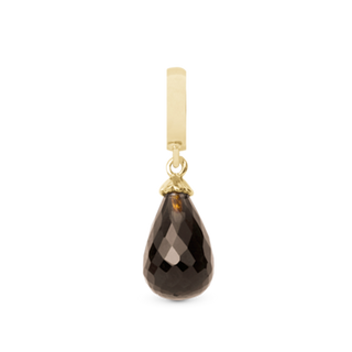 Christina Smokey Quartz drop Hænger Charm 6 mm Til Armbånd - Blankpoleret Forgyldt Sterling Sølv m. 1 Krystalkvarts 610-G01Smokey