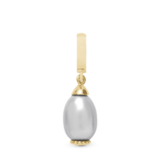Christina Grey Pearl Drop Hænger Charm 6 mm Til Armbånd - Forgyldt Sterling Sølv 610-G08Grey