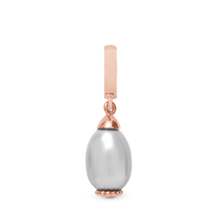 Christina Grey Pearl Drop rose gold plated Hænger Charm 6 mm Til Armbånd - Rosaforgyldt m. 1 Ferskvandsperle 610-R08grey