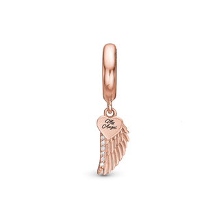 Christina My Angel Hænger Charm 6 mm Til Armbånd - Blankpoleret Rosaforgyldt m. 9 Hvide Cubic Zirkonia 610-R109