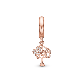 Christina Tree of Hearts Hænger Charm 6 mm Til Armbånd - Blankpoleret Rosaforgyldt m. 8 Hvide Cubic Zirkonia 610-R119