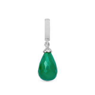 Christina Green Onyx Drop Hænger Charm 6 mm Til Armbånd - Blankpoleret Sterling Sølv m. 1 Onyx 610-S01Green