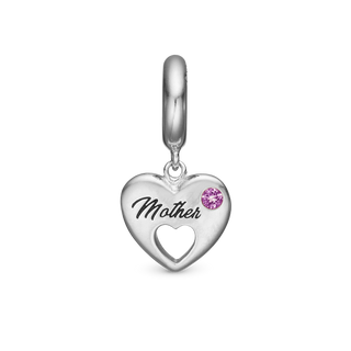 Christina Mother Hænger Charm 6 mm Til Armbånd - Blankpoleret Sterling Sølv m. 1 Turmalin 610-S115
