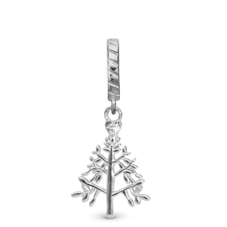 Christina Christmas 2025 - Christmas Tree Hænger Charm 6 mm Til Armbånd - Blankpoleret Sterling Sølv m. 1 Cubic Zirkonia 610-S150