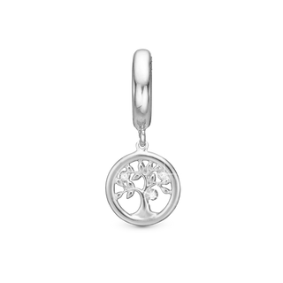 Christina Tree of Life Hænger Charm 6 mm Til Armbånd - Blankpoleret Sterling Sølv m. 3 Hvide Cubic Zirkonia 610-S78