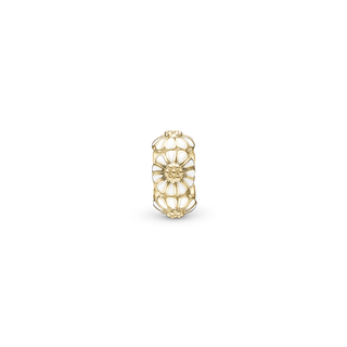 Christina White Marguerit Stopper - Charm 4 mm Til Armbånd - Blankpoleret Forgyldt Sterling Sølv 623-G118white