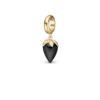 Christina Black Chalcedony - Hænger Charm 4 mm Til Armbånd - Blankpoleret Forgyldt Sterling Sølv m. 1 Kalcedon 623-G249Black