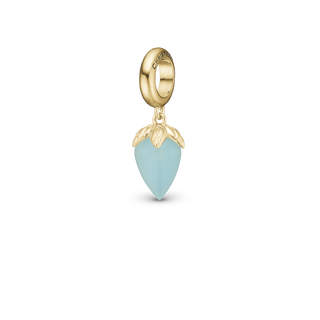 Christina Blue Chalcedony - Hænger Charm 4 mm Til Armbånd - Blankpoleret Forgyldt Sterling Sølv m. 1 Kalcedon 623-G249blue