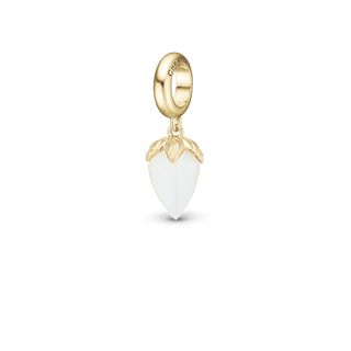 Christina White Chalcedony - Hænger Charm 4 mm Til Armbånd - Blankpoleret Forgyldt Sterling Sølv m. 1 Kalcedon 623-G249White