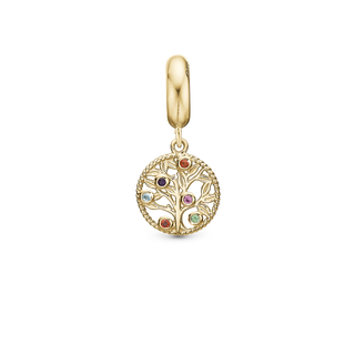 Christina My Family Tree - Hænger Charm 4 mm Til Armbånd - Blankpoleret Forgyldt Sterling Sølv m. 6 Multi stone 623-G258
