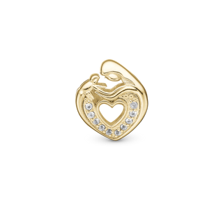 Christina Mother & Child Heart - Charm 4 mm Til Armbånd - Blankpoleret Forgyldt Sterling Sølv m. 10 Topas 623-G273