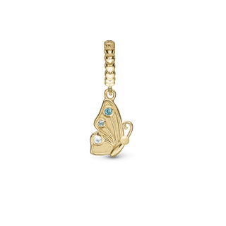 Christina Butterfly True - Hænger Charm 4 mm Til Armbånd - Blankpoleret Forgyldt Sterling Sølv m. 3 Cubic Zirkonia 623-G290