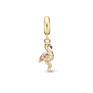 Christina Flamingo - Hænger Charm 4 mm Til Armbånd - Forgyldt Sterling Sølv m. 5 Cubic Zirkonia 623-G315