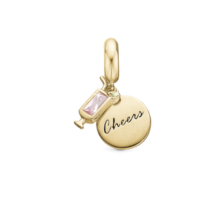 Christina Cheers - Hænger Charm 4 mm Til Armbånd - Forgyldt Sterling Sølv m. 2 Cubic Zirkonia 623-G319