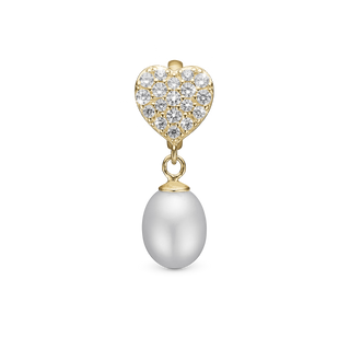 Christina Sparkling Heart - Hænger Charm 4 mm Til Armbånd - Forgyldt Sterling Sølv m. 19 Ferskvandsperler 623-G321