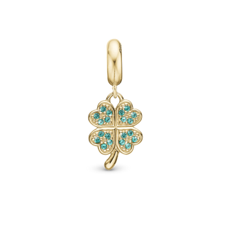 Christina Lucky Clover - Hænger Charm 4 mm Til Armbånd - Forgyldt Sterling Sølv m. 20 Cubic Zirkonia 623-G323