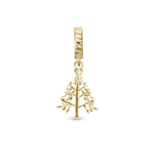 Christina Christmas 2025 - Christmas Tree - Hænger Charm 4 mm Til Armbånd - Blankpoleret Forgyldt sølv 623-G386