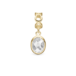 Christina Moving Crystal - Hænger Charm 4 mm Til Armbånd - Forgyldt Sterling Sølv m. 1 Krystalkvarts 623-G48