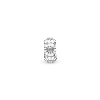 Christina White Marguerit Stopper - Charm 4 mm Til Armbånd - Blankpoleret Sterling Sølv 623-S118white