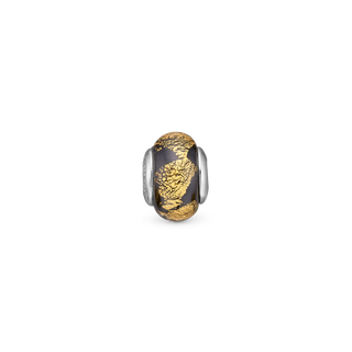 Christina Golden Black Globe - Charm 4 mm Til Armbånd - Sterling Sølv m. 1 Glas 623-S169