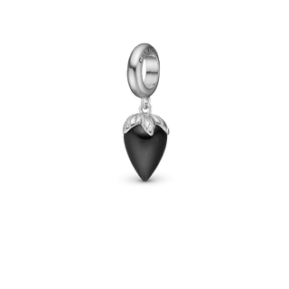 Christina Black Chalcedony - Hænger Charm 4 mm Til Armbånd - Blankpoleret Sterling Sølv m. 1 Kalcedon 623-S249Black