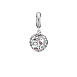 Christina My Family Tree - Hænger Charm 4 mm Til Armbånd - Blankpoleret Sterling Sølv m. 6 Multi stone 623-S258