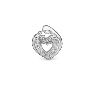 Christina Mother & Child Heart - Charm 4 mm Til Armbånd - Blankpoleret Sterling Sølv m. 10 Topas 623-S273