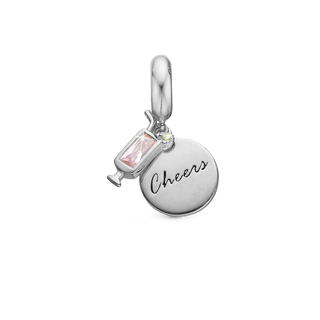 Christina Cheers - Hænger Charm 4 mm Til Armbånd - Sterling Sølv m. 2 Cubic Zirkonia 623-S319