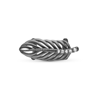 Christina Sparkling Feather Charm 6 mm til Classic Læderarmbånd - Blankpoleret Rutheniumbelagt m. 5 Hvide Cubic Zirkonia 630-B102