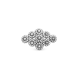 Christina Marguerits Field Charm 6 mm til Classic Læderarmbånd - Blankpoleret Rutheniumbelagt m. 9 Hvide Topas 630-B114