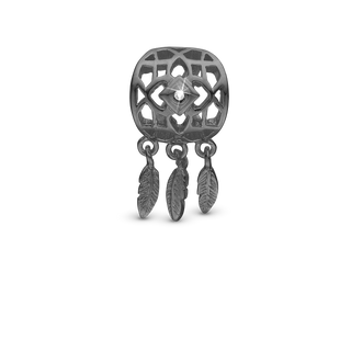 Christina Dream catcher Charm 6 mm til Classic Læderarmbånd - Mat Rutheniumbelagt m. 1 Topas 630-B177