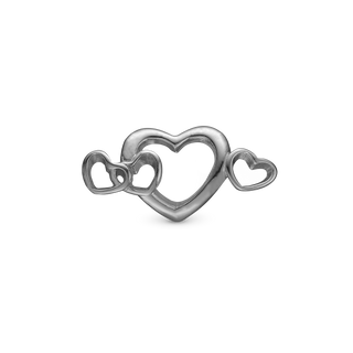 Christina 4 Hearts Love Charm 6 mm til Classic Læderarmbånd - Blankpoleret Rutheniumbelagt 630-B199