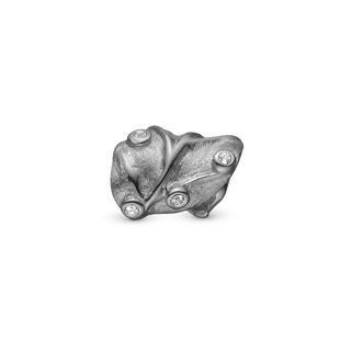 Christina Curved Leaf Charm 6 mm til Classic Læderarmbånd - Mat Rutheniumbelagt m. 6 Hvide Cubic Zirkonia 630-B229