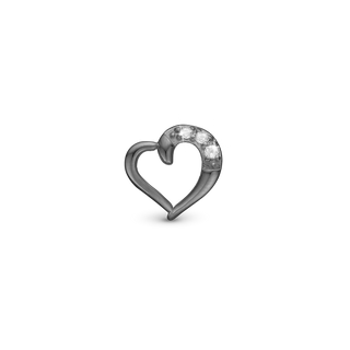 Christina Love Story Charm 6 mm til Classic Læderarmbånd - Blankpoleret Rutheniumbelagt m. 3 Hvide Cubic Zirkonia 630-B245